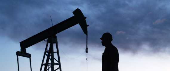 Oil Well Pumpjack & Worker Sillouhettes